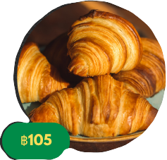 Croissant with butter and jam