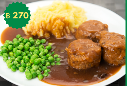 2 Pork Faggots and Mash & Vegetables